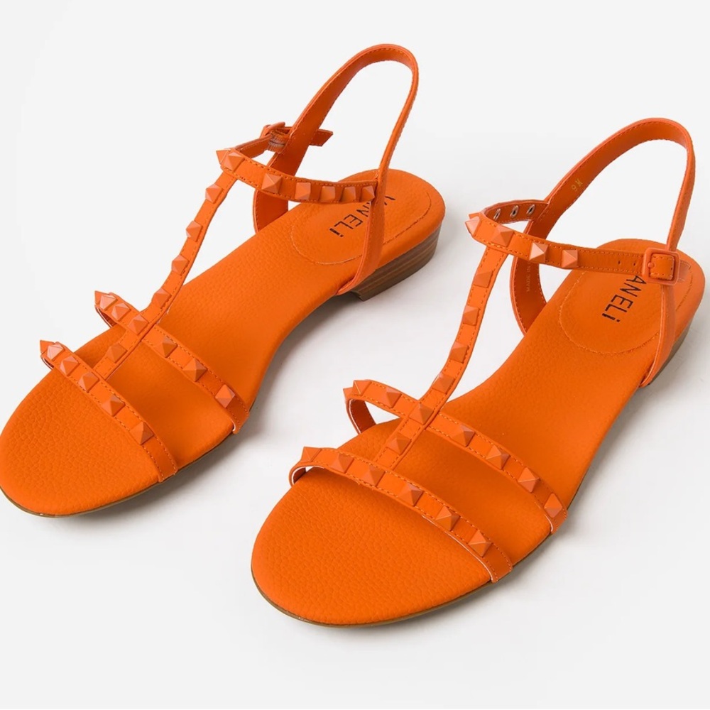 Vaneli Brunel Studded T-Strap Slingback Flat Sandals